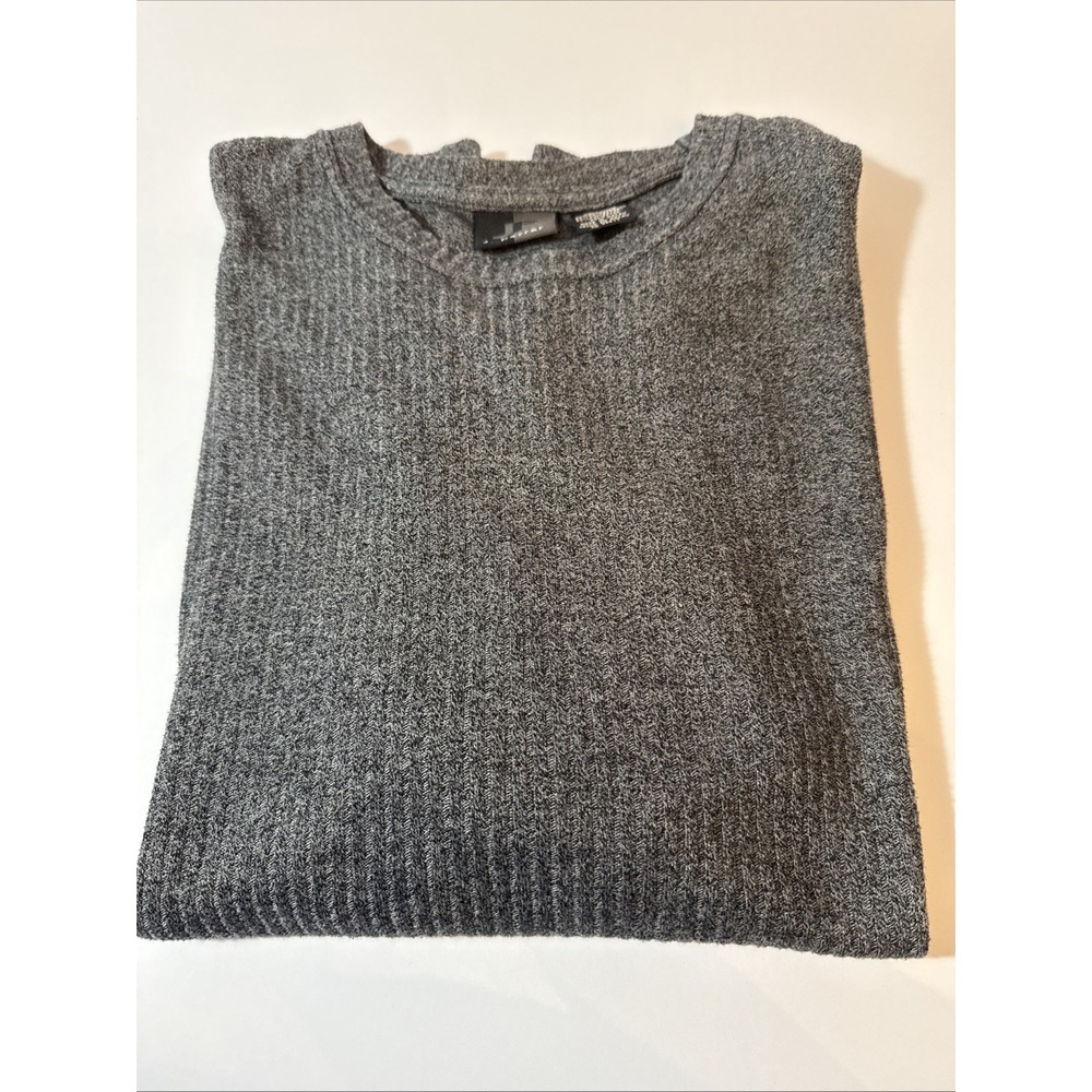 J. Ferrar Mens Gray Ribbed Knit Short Sleeve Crew Neck Shirt Large RN 93677